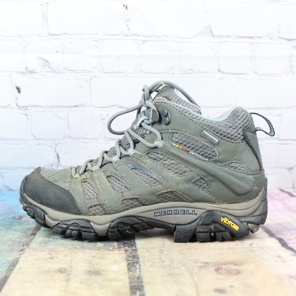 Merrell Shoes - Merrell Moab Mid Goretex XCR Gray Leather Mesh Vibram Hiking Boots US 7.5